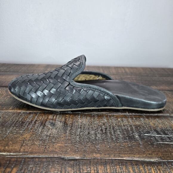 Olukai Mi'i Womens Size 6.5 Woven Leather Mules Sandals Flats Beach Black - Picture 6 of 11